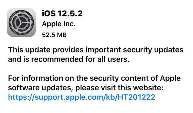白水苹果手机维修分享iOS12.5.2发布，建议所有老苹果用户安装 